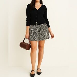 J Crew Factory Leopard print pleated mini skirt NWT